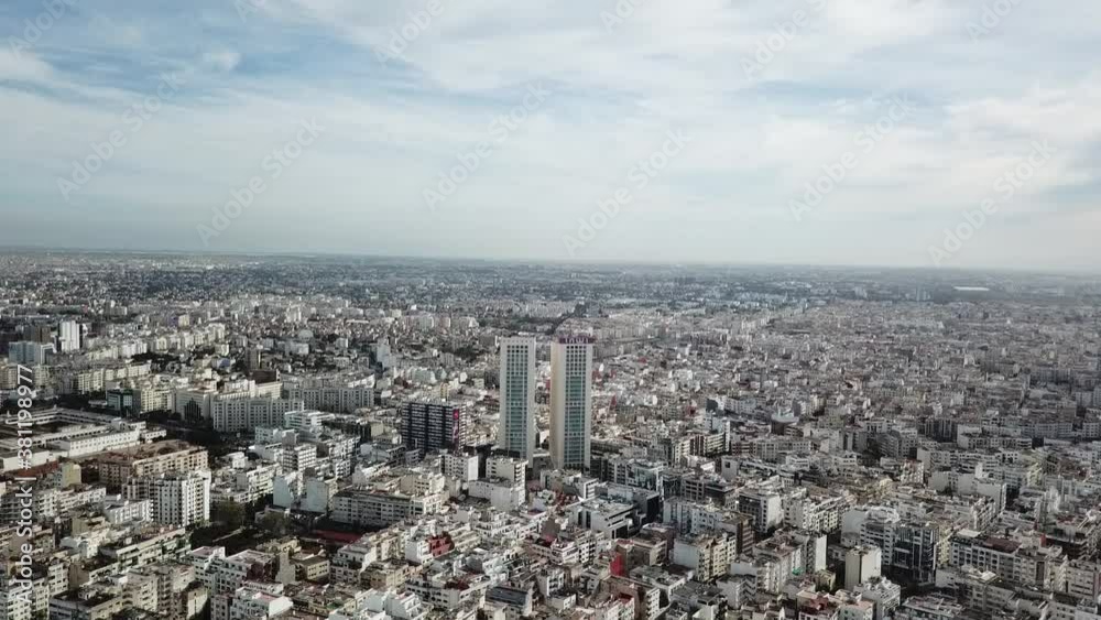 Aerial view of the city of Casablanca, kingdom of Morocco (Ungraded Log-C) Aerial view of the city of Casablanca, kingdom of Morocco (Ungraded Log-C)
