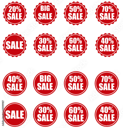 set of labels sale red