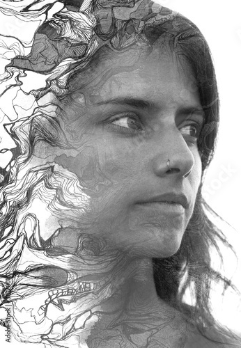 Paintography. A portrait combined with a painting