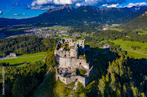 Burgruine Ehrenberg in Österreich aus der Luft photo