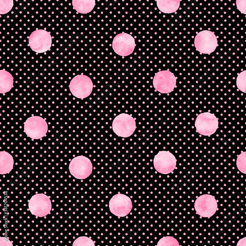 Polka dot watercolor seamle...