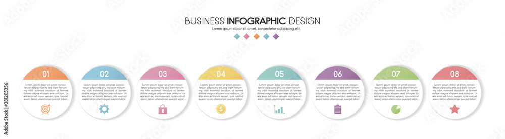 Diagram with 8 options. Business infographic. Vector