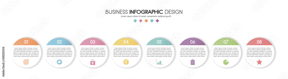 Diagram with 8 options. Business infographic. Vector Diagram with 8 options. Business infographic. Vector