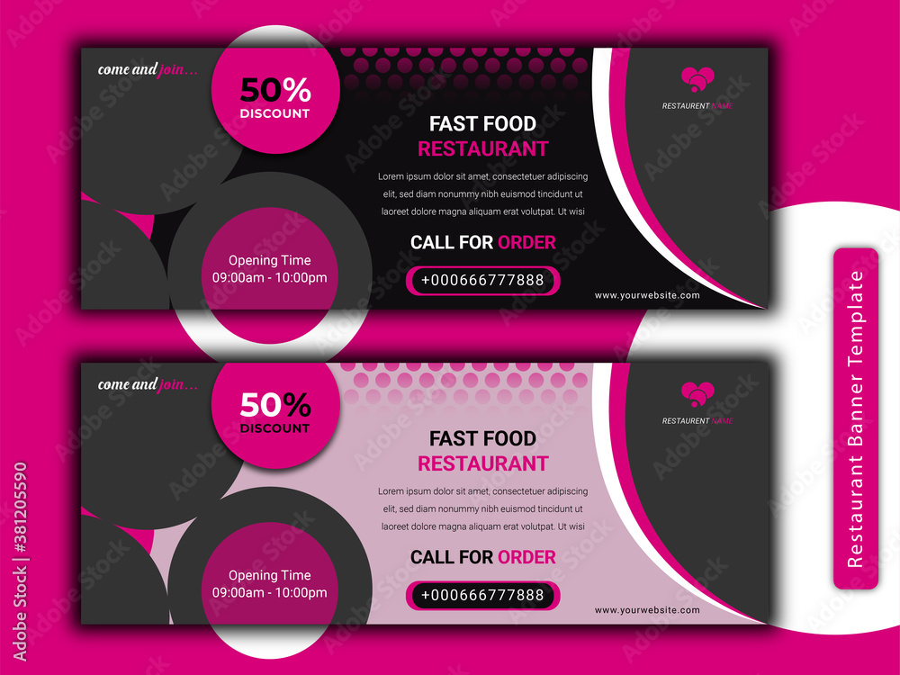 Fast food restaurant banner design template Fast food restaurant banner design template