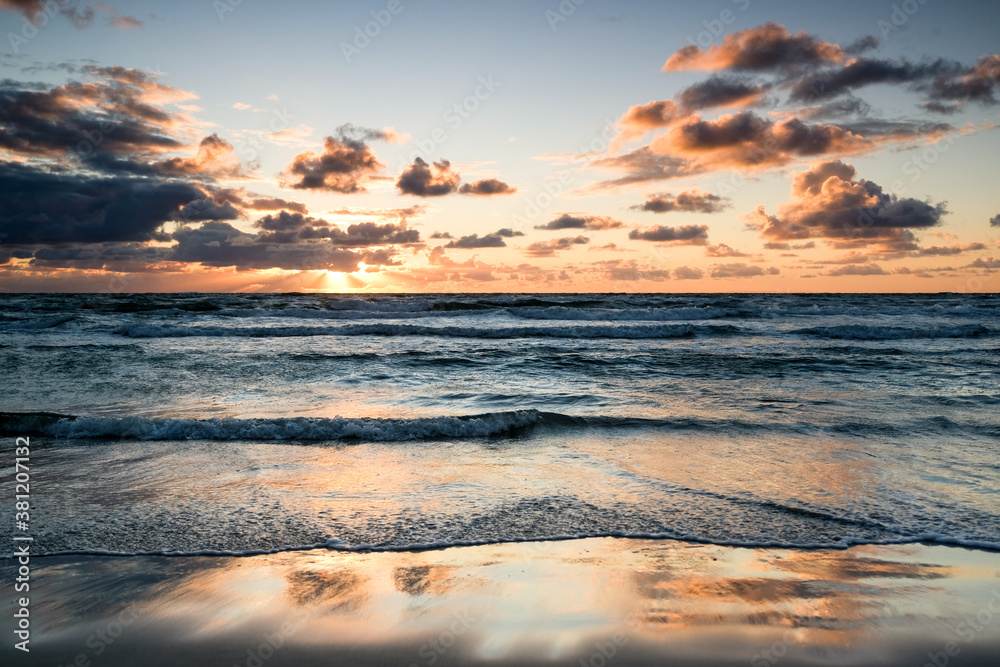 Sunset on the Coast of northern Jutland, Denmark, Europe