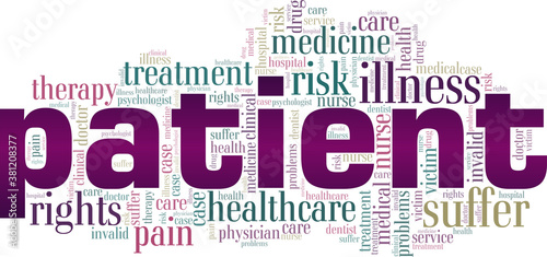 Patient vector illustration word cloud isolated on a white background.