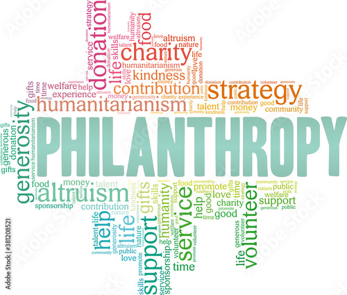 Philantropy vector illustration word cloud isolated on a white background. 
