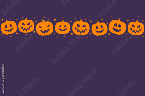 Halloween background with funny pumpkin lanterns. Vector