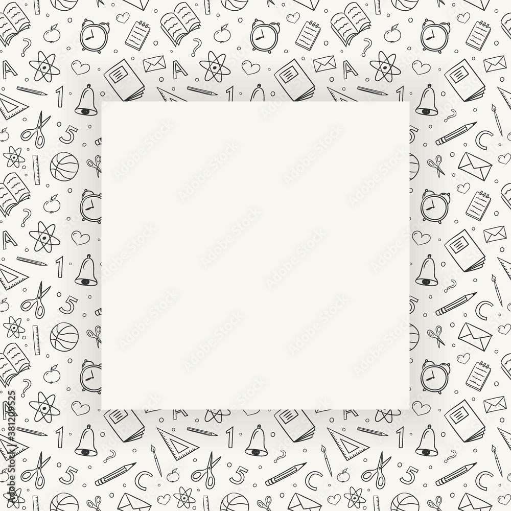 School background with funny doodles and copyspace. Vector