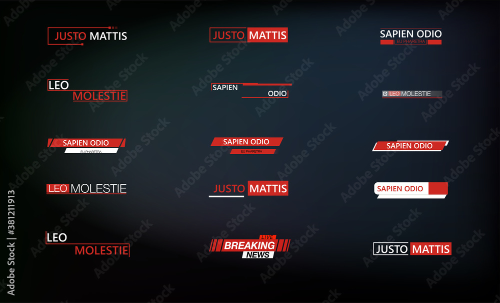 Callouts texts,titles Title call out labels callout marketing boxes lower third bars, TV broadcast tags. Futuristic set frame or advertising communication. Vector illustration Callouts texts,titles Title call out labels callout marketing boxes lower third bars, TV broadcast tags. Futuristic set frame or advertising communication. Vector illustration
