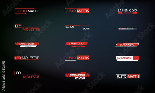 Callouts texts,titles Title call out labels callout marketing boxes lower third bars, TV broadcast tags. Futuristic set frame or advertising communication. Vector illustration