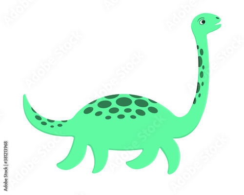 Cute Loch Ness monster. Plesiosaur Nessie in cartoon style. Vector illustration