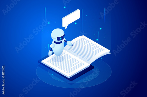 E-learning, Online Education at Home. Isometric concept for Digital Reading, E-classroom Textbook, Modern Education, Online Training and Course, Audio Tutorial, Distance Education, Ebook and Students