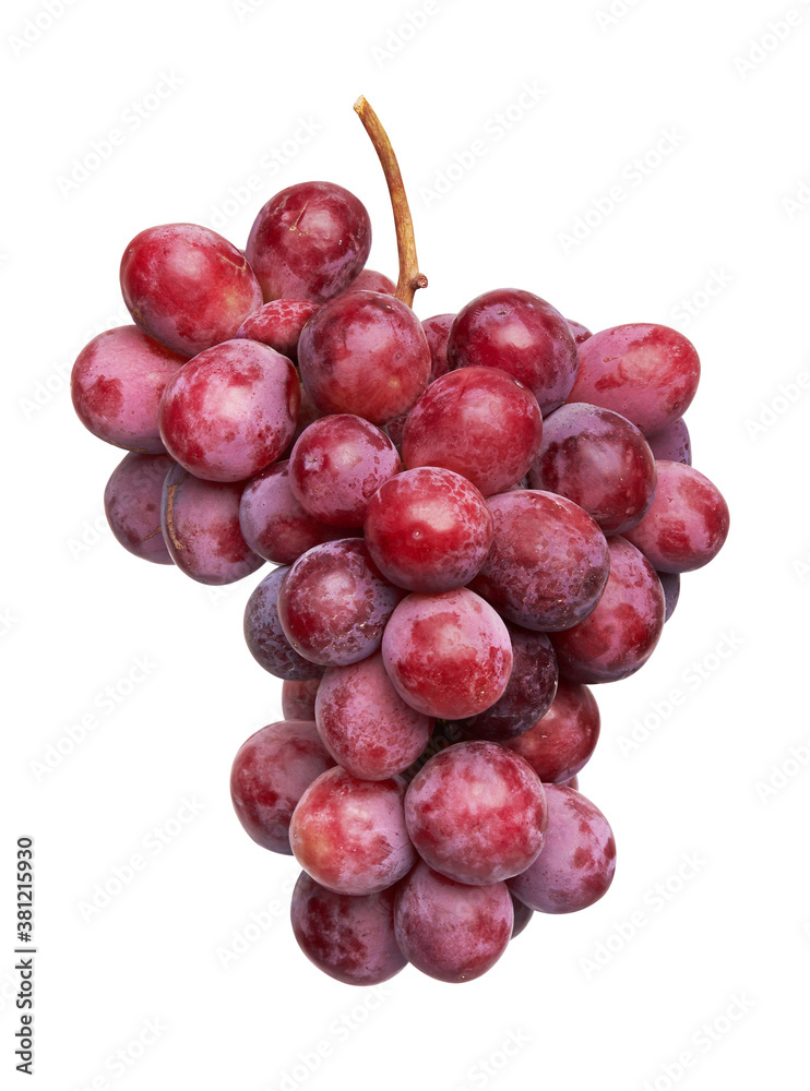 Ripe red grape on white background