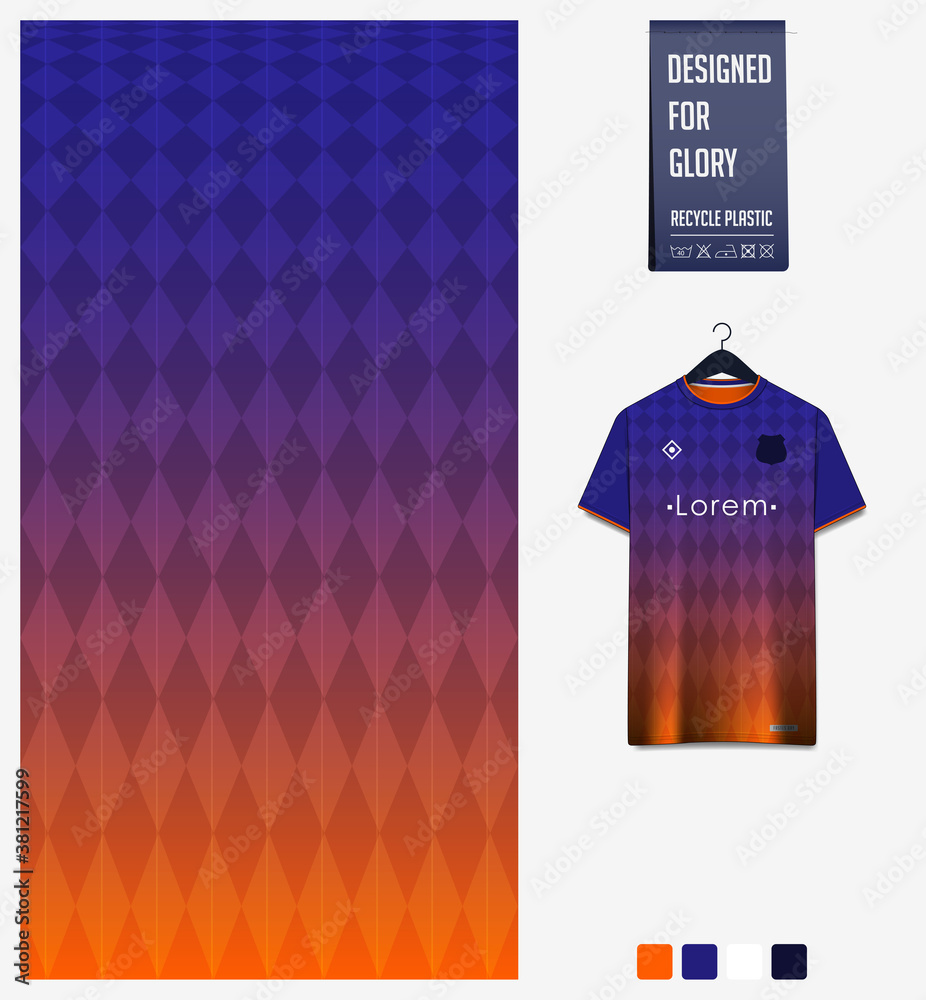 Diamond pattern on blue gradient background for soccer jersey, football  kit, bicycle, e-sport, basketball, sports uniform, t-shirt mockup template.  Fabric textile design. Abstract sport background Stock Vector | Adobe Stock