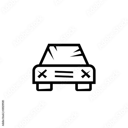 Junk car line simple icon. Clipart image isolated on white background.