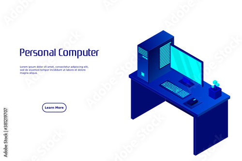 Isometric personal computer. Illustration suitable for advertising and promotion