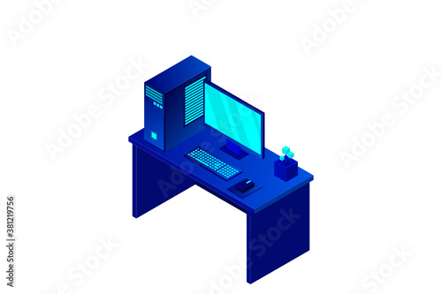 Isometric personal computer. Illustration suitable for advertising and promotion