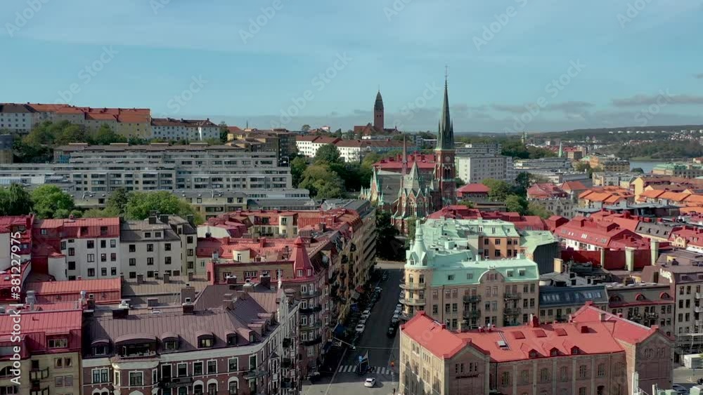 Beautiful city Gothenburg in Sweden. Panoramic city skyline view of second biggest swedish town on west coast.