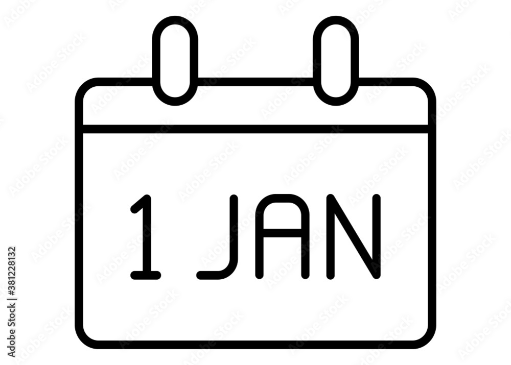 January 1 linear icon. Calendar. Thin line illustration. New Year's Eve contour symbol. Vector isolated outline drawing January 1 linear icon. Calendar. Thin line illustration. New Year's Eve contour symbol. Vector isolated outline drawing