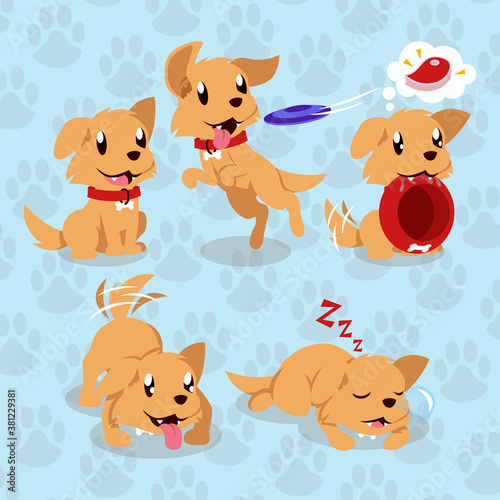 Cartoon brown puppy with red collar