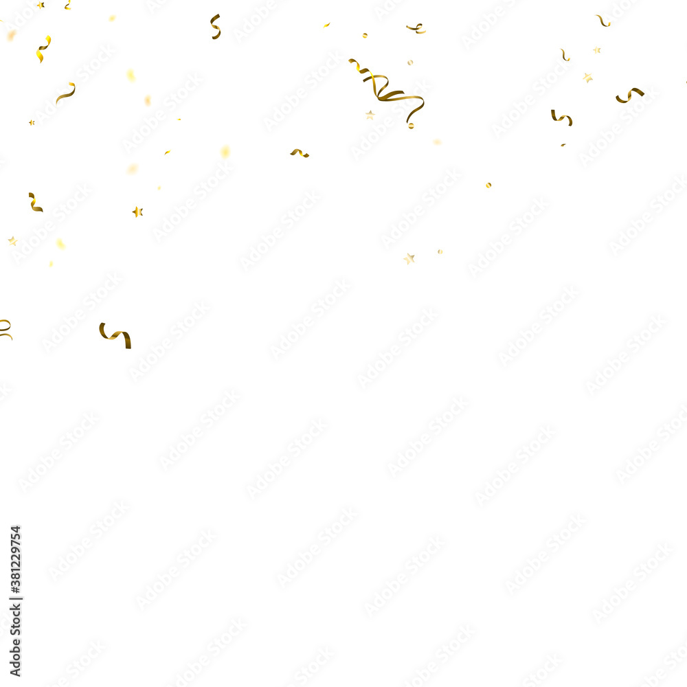 Fototapeta premium Holiday Serpentine. Gold Foil Streamers Ribbons.