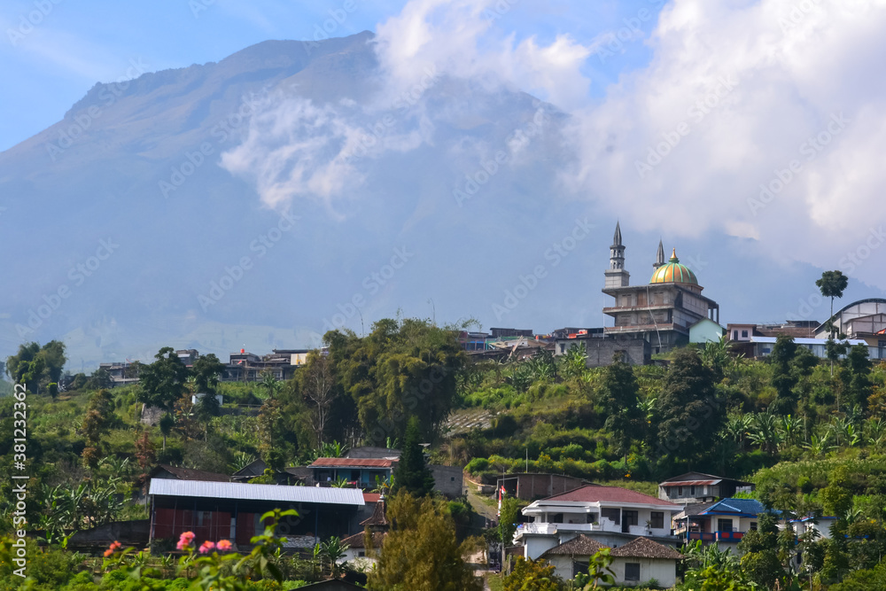 mosque in a village on the slopes of Mount Sumbing, Central Java, Indonesia
