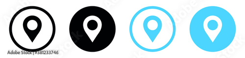 location pin icon in circle, Map pin place marker. Location icon. Map marker pointer icon set. GPS location symbol collection, location pin sign