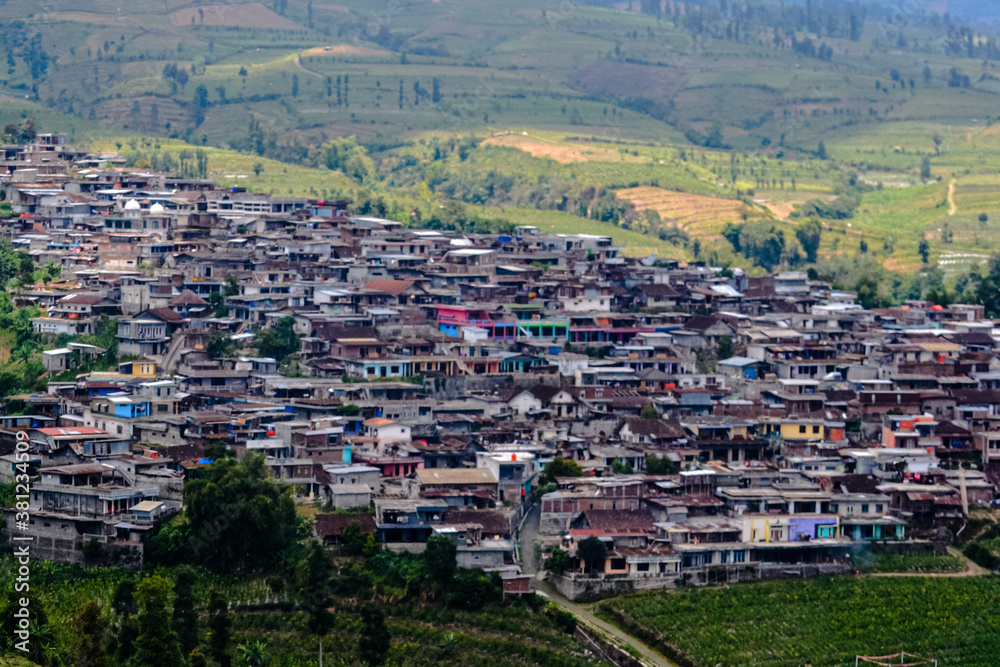 view of Kruwisan village in Temanggung district, Central Java, Indonesia which is also often called Nepal from Java