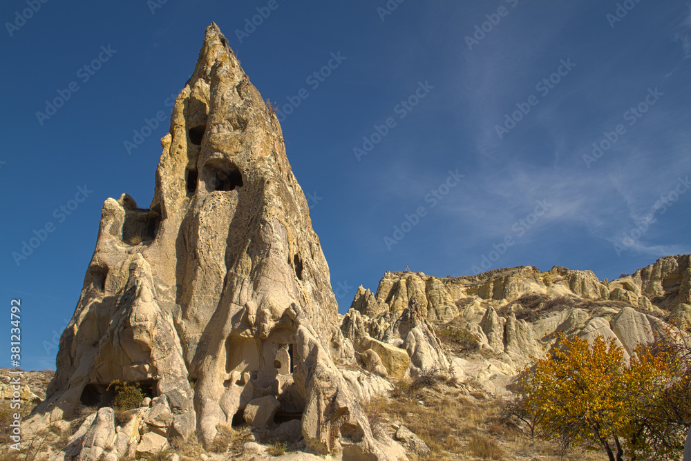 Groeme open air museum in Cappadociawith rock cut dwellings and churches