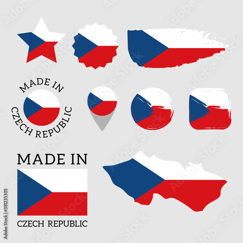 Set of flags of Czech Republic. Vector 