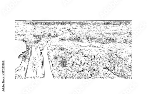 Building view with landmark of Bayamo is the capital city of the Granma Province of Cuba. Hand drawn sketch illustration in vector.