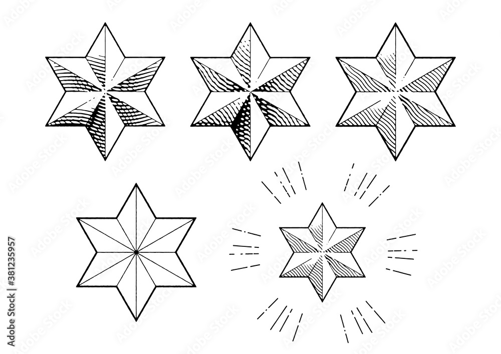 Obraz premium vintage engraving 6 pointed Christmas star