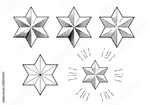 vintage engraving 6 pointed Christmas star