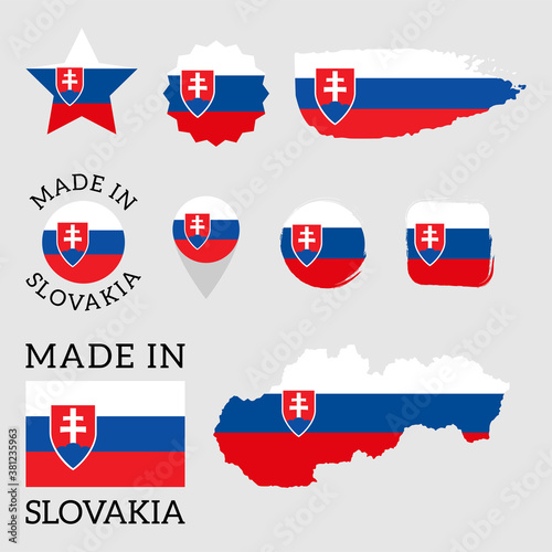 Set of flags of Slovakia. Vector Illustration 