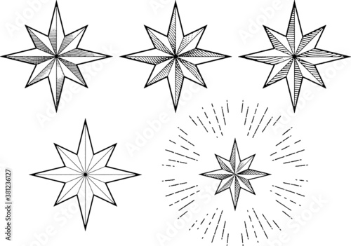 vintage engraving 8 pointed Christmas star
