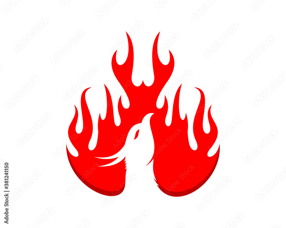 Phoenix head inside the fire flame Phoenix head inside the fire flame