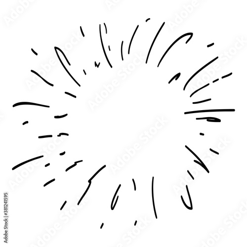 hand drawn doodle starburst  sunburst. doodle design element. vector illustration