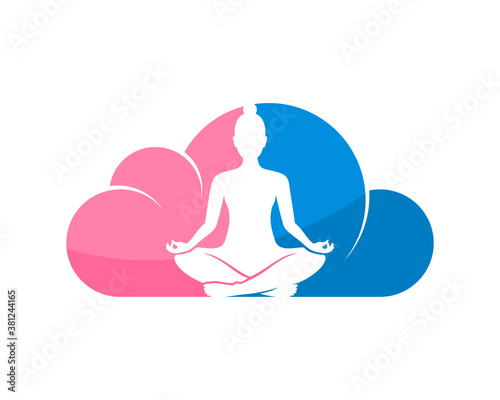 Woman meditation inside the cloud