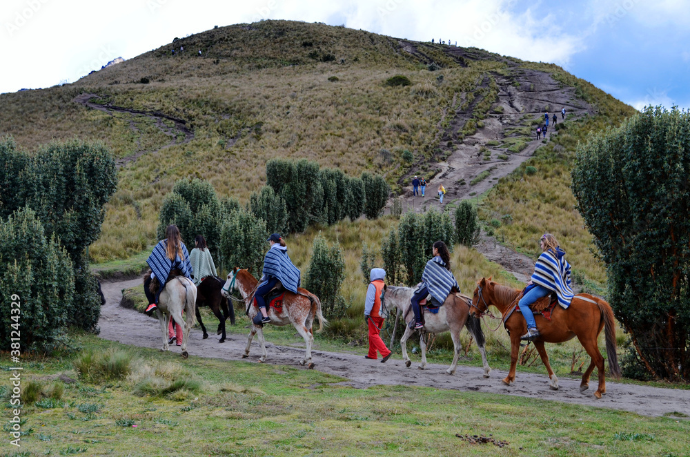 Quito, Ecuador - Horseback Riders on Pichincha Trail