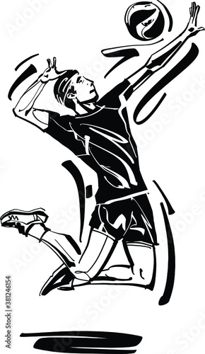 sketch of a volleyball player with a ball 