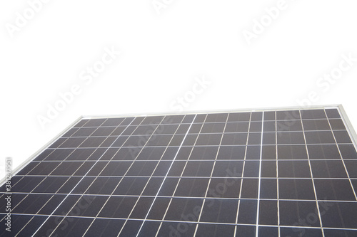 A solar panel in front of white background