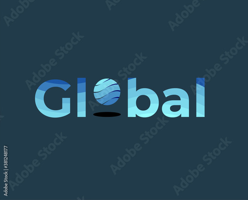 Logotype Global with Globe as letter O. vector logo design template for company. industry. technology. multimedia