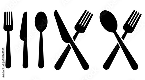 Spoon, knife, fork symbol. Dinner service vector icon