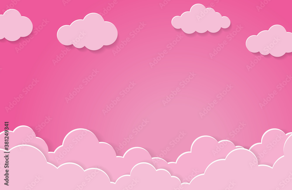 pink background with clouds