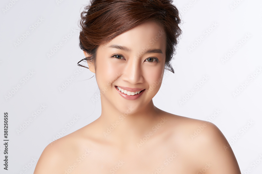 Beautiful young asian woman with clean fresh skin on white background, Face care, Facial treatment, Cosmetology, beauty and spa, Asian women portrait Beautiful young asian woman with clean fresh skin on white background, Face care, Facial treatment, Cosmetology, beauty and spa, Asian women portrait
