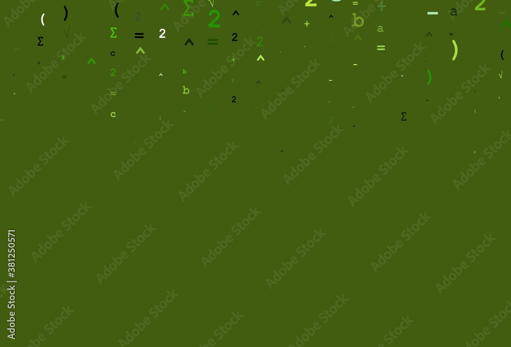 Light Green vector texture with mathematic symbols.