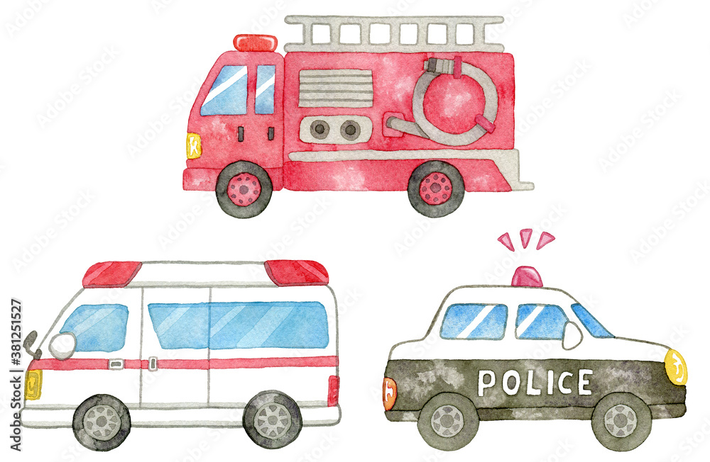 イラスト素材 緊急車両セット Stock Illustration Adobe Stock