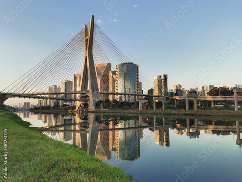 Stayed Bridge in Sao Paulo across the Pinheiros