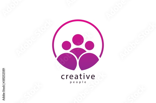 Creative People, Social Humanity People Logo. Flat Vector Logo Design Template Element